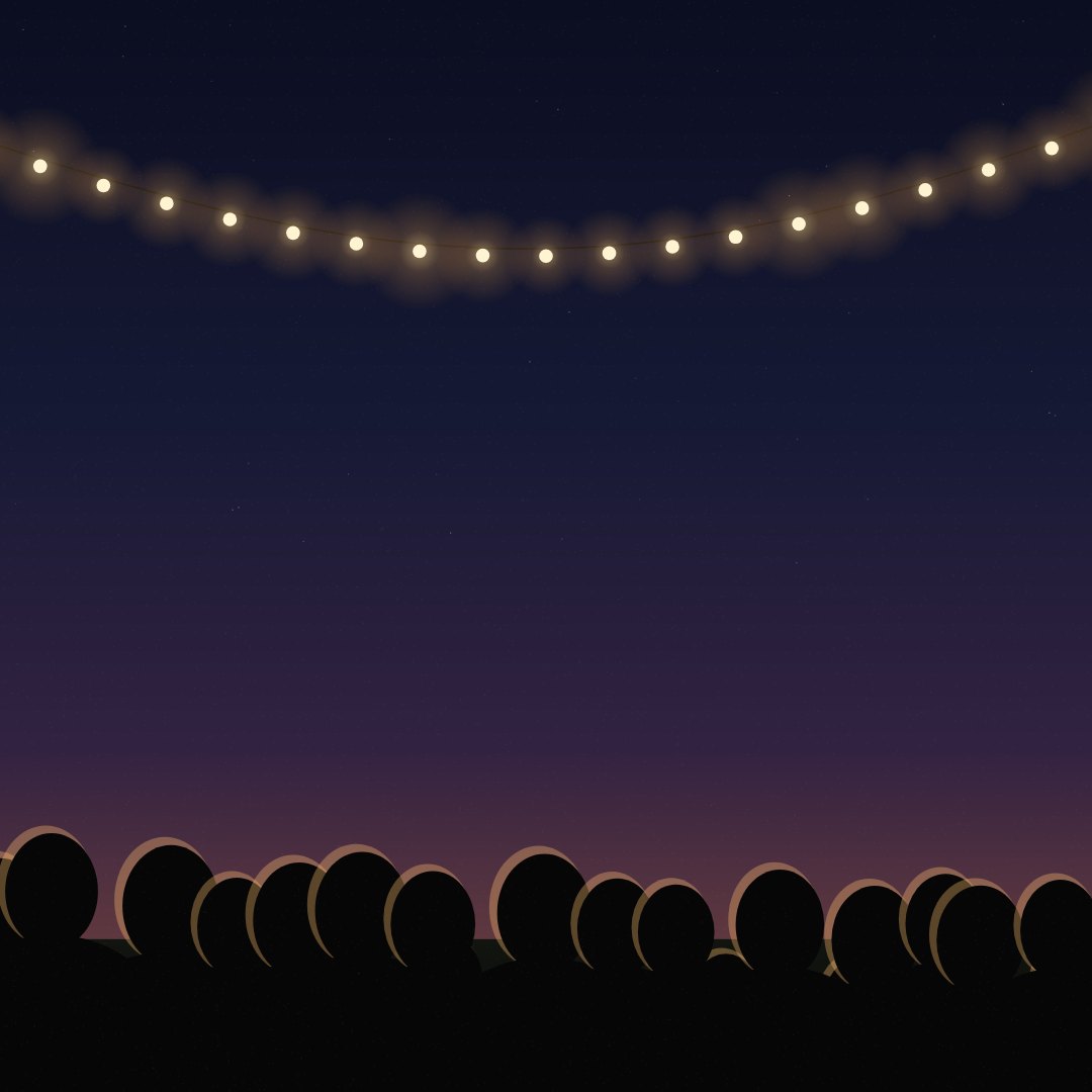Sous les guirlandes.