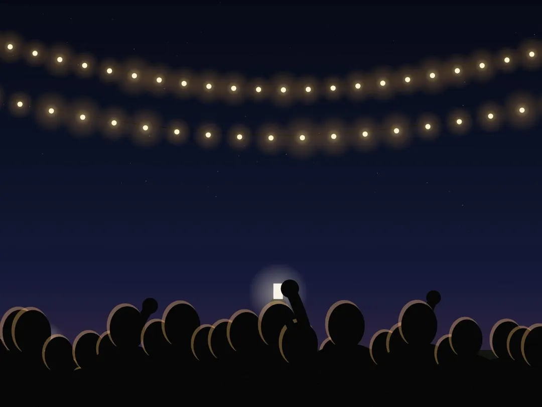 Foule en fête sous les lumières